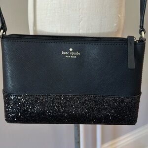 Court Glitter Saffiano Leather Crossbody bag in Black